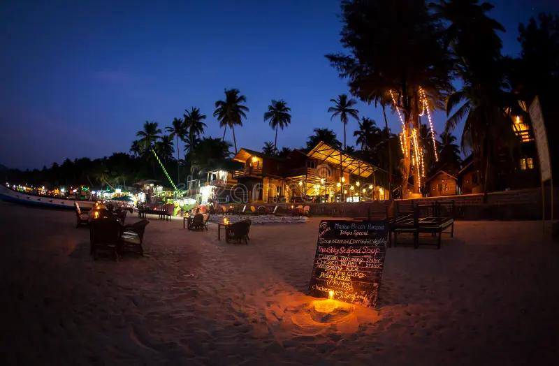 romantic-beach-night-goa-restaurant-menu-candle-lighting-palolem-india-69548327